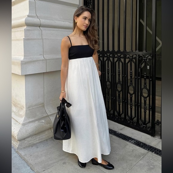 Abercrombie & Fitch Dresses & Skirts - Abercrombie & Fitch Black and Cream linen Maxi Dress